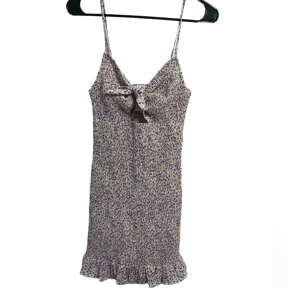 Timing Arielle Smock Floral Purple Mini Dress - Picture 2 of 8